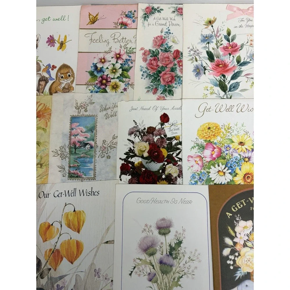 Vintage Get Well Cards Fronts ONLY Scrapbooking Crafts Decoupage Lot of 50+